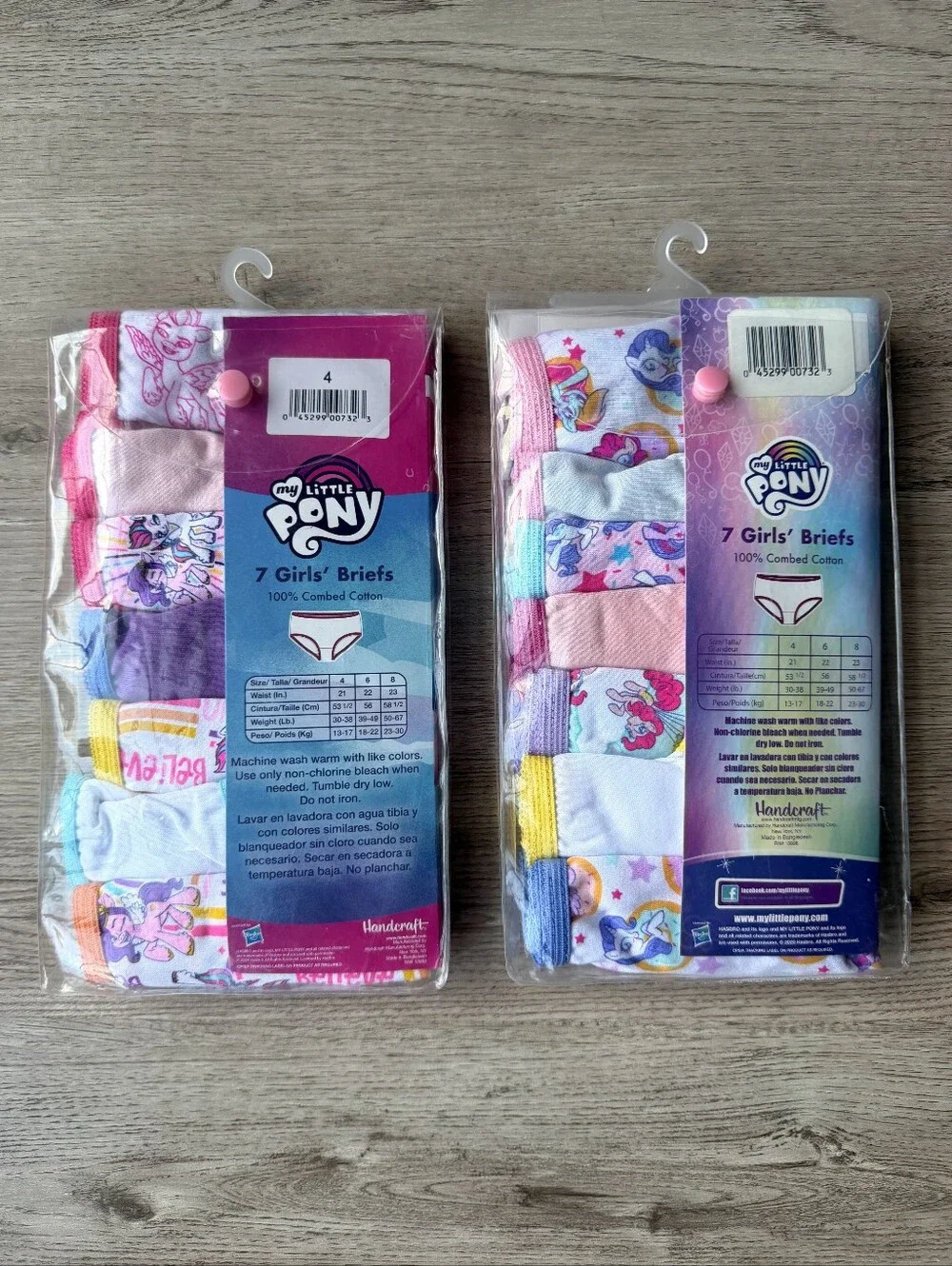 NEW My Little Pony Girls 7-Pack Briefs Size 4 Ages 3-4 100% Cotton Underwear Lot